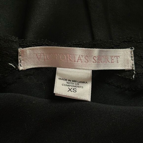 Victoria’s Secret Black Satin Lace Slip Dress XS — Y2K Lingerie Nightie Mini Dre - Picture 3 of 4